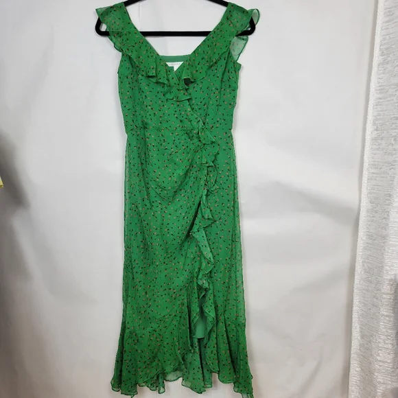 Veronica Beard green floral midi dress